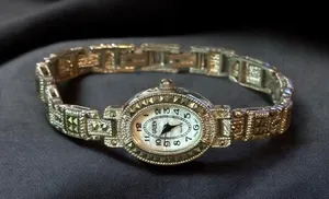 Vintage Gruen silver tone Marcasite watch thumbnail 1