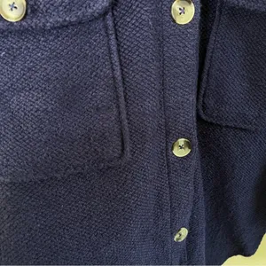 By Anthropologie Knit Button Up Shacket JackeNavy Blue‎ Size Womens Size M thumbnail 4