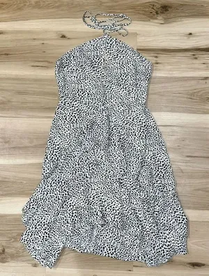NEW Lush Halter Black White Animal Dress Women’s Small thumbnail 1