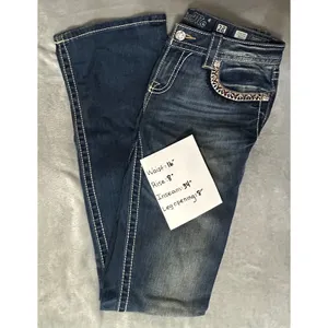 Miss Me Women's Bootcut Jeans Blue Embellished‎ Thick Stitch Low Rise Size 28 thumbnail 5