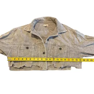 POL Corduroy Jacket Womens Small Beige Distressed Star Patch Raw Hem Boho SMJ179 thumbnail 5