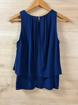 J. Crew Sleeveless Layered Navy Blue Top Size 2 thumbnail 4