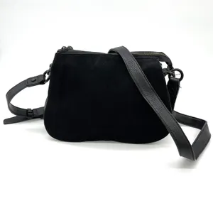 La Diva Crossbody Bag Black Suede Leather Tassel Minimalist Indie Urban‎ Edgy thumbnail 16