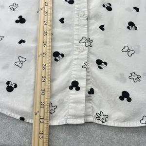 Disney Minnie Mouse Button Down‎ Long Sleeve Tunic Sleepwear White/ Black Medium thumbnail 7