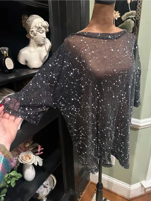 Sheer Silver Star Stretchy Shirt/Dress – One Size (XS–2XL Fit) thumbnail 4