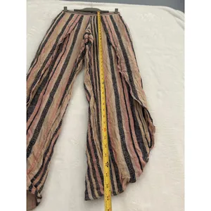 Drew Striped Wrap Front Tulip Hem Pants‎ Pink Navy Tan Small thumbnail 2