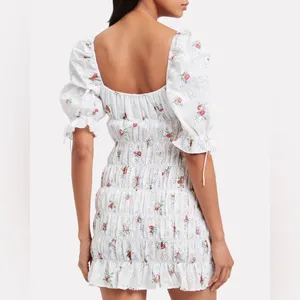 For Love and Lemons White Floral Smocked Mini Dress WORN ONCE thumbnail 2