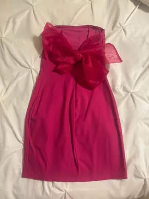 Boutique Mini Dress, Hot Pink, Adjustable Bow,Worn Onxe,XXS thumbnail 1