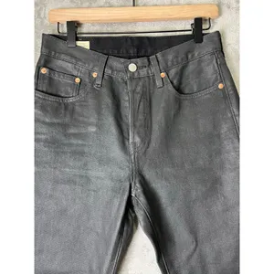Levi's 501 Wax Coated Jeans Women's 27x30 Black High Rise Straight Leg Denim thumbnail 2
