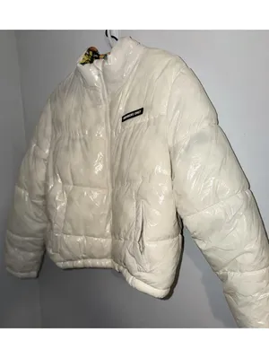 Size XL Women’s MEMBERS ONLY Looney Tunes Puffer Jacket Shiny Beige. thumbnail 3