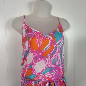 Lilly Pulitzer Nautical Floral Deanna Lightweight Tie Waist Romper Large L 76599 thumbnail 2