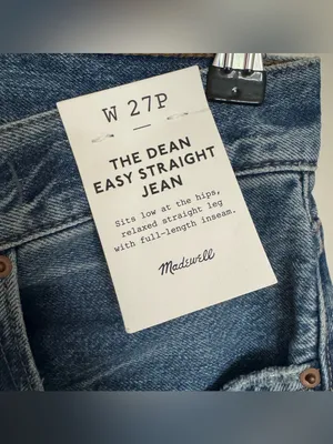 NWT Madewell The Dean Easy Straight Jean Petite Monessen Wash Rigid Size 27 P thumbnail 6