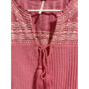 Free People Sarafina Embroidered Top‎ Pink Rose Women's Size Small thumbnail 9
