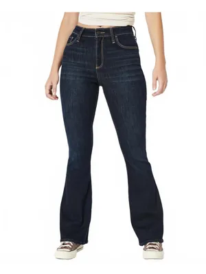 Hollister Short Curvy High-Rise Dark Wash Flare Jeans NWT Dark Wash Sz 00S / 23W thumbnail 3