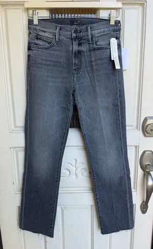 Mother Denim The Rascal Ankle Fray Jeans‎ Stitching In The Dark Grey Size 25 thumbnail 1