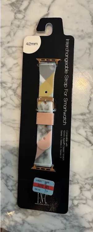 I.N.C. Women's Pink Gray Marbled Rose Gold 42mm Apple Watch Band Strap Wristband thumbnail 1