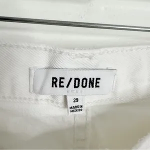 Re/Done 70s Stove Pipe Jean White Ripped Knees Raw Hem Size‎ 29 Rigid Button Fly thumbnail 5