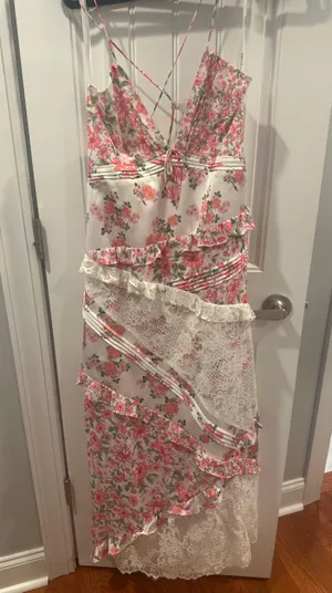 For Love & Lemons Dress Rosalyn Maxi Pink Women’s Large thumbnail 3
