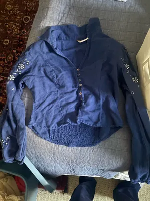 Long sleeve embroidered blouse Blue Size M thumbnail 1