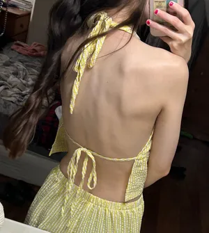 SheIn Yellow Gingham Halter Top thumbnail 2