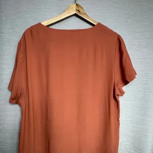 Madewell Short‎ Sleeve V Neck Midi Slip Dress Orange Women's Size large thumbnail 3