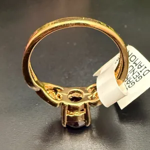 Vintage 14K HGE Heavy Gold Electroplated Genuine Garnet & Diamond Ring Size 7 thumbnail 5