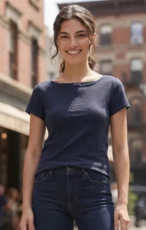 Lauren Ralph Lauren Navy Cotton Scoop Neck T Sz L thumbnail 1