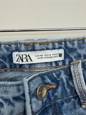Zara High Waisted Wide Leg Blue Denim Jeans Size 8 thumbnail 3
