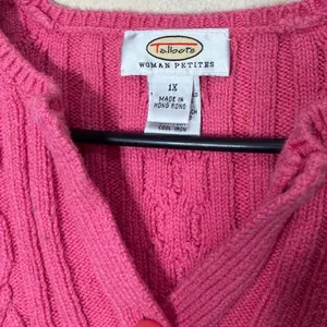 Vintage Talbots Woman Petites‎ 1X Pink Cable Knit V-Neck Long Sleeve Sweater thumbnail 3