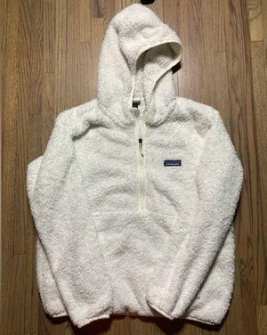Patagonia white hooded 1/4 zip fleece thumbnail 1