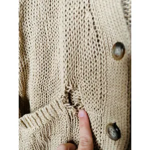 POLO RALPH LAUREN Brown Linen Knit Button Front Cardigan Sweater Size Large thumbnail 8