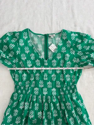 J.Crew Block Print Puff Sleeve Midi Dress Green Size 6 NWT thumbnail 10