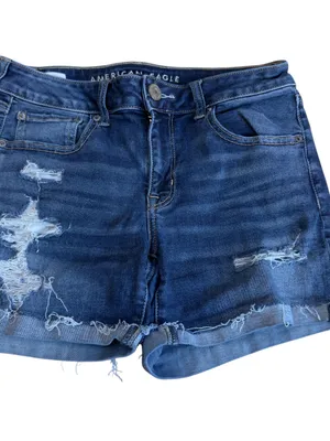 American Eagle Next Level Stretch Distressed Denim Shorts Womens 8 High Rise EUC thumbnail 5