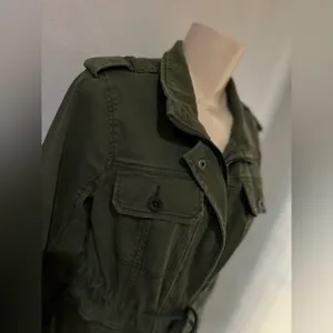 Hollister Jacket Womens M Utility Coat Military Style Green Full Zip Stretch thumbnail 11