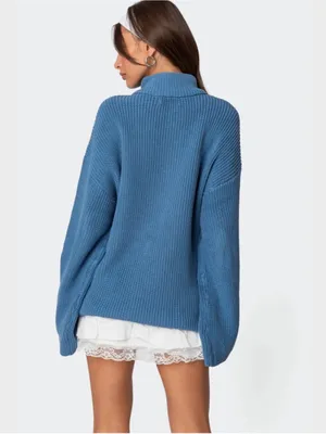 Amour High Neck Oversized Zip Sweater in size Medium thumbnail 5