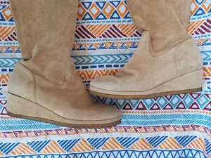 Michele Negri Suede Whipstitch Wedge Over The Knee OTK Sock Boots UK 3.5 US 6 thumbnail 3