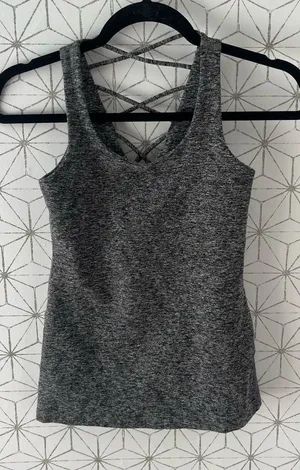 Beyond Yoga Gray Marled Spacedye Lace Back Tank thumbnail 1