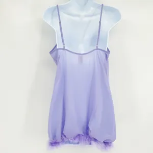 Bettie Page Playful Promises Womens‎ Lilac Feather Trim Lingerie Slip Dress US 6 thumbnail 9