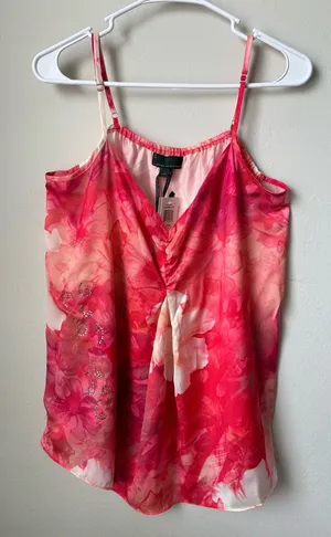 Buffalo Jeans by NWT Pink Floral Cami Tank Top XL Adjustable Straps thumbnail 1