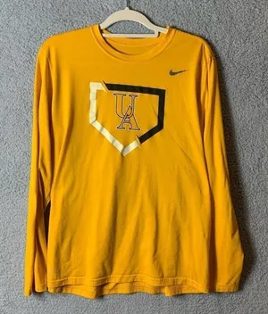 Nike Long Sleeve Tee‎ T-Shirt Womens Large Yellow Dri-Fit Athletic Cut thumbnail 1