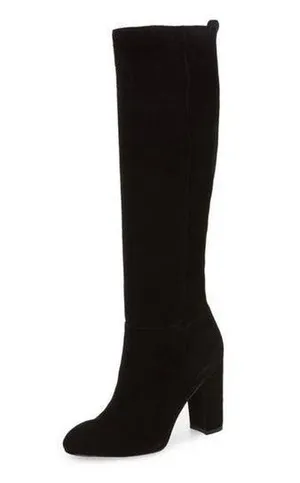 NEW SAM EDELMAN Black Suede Caprice Knee High Tall Boots size 10 thumbnail 1