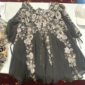 Free People Penny Lover Mini Dress in Raven Combo Women's Size Large boho flowy thumbnail 3