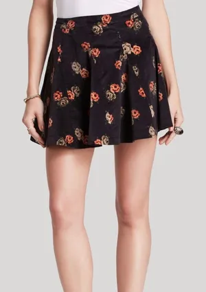 FREE PEOPLE Good Day Sunshine Velvet‎ Mini Skirt thumbnail 1