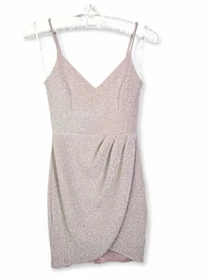 LULUS Women’s Forever Your Girl Metallic Blush Pink Bodycon Mini Dress Size M thumbnail 4