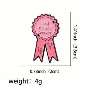 Cried but did it Anyway Pink Ribbon Enamel Pin thumbnail 2
