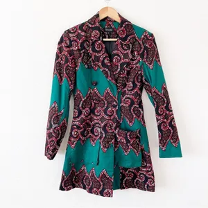 OFUURE Green Paisley Print Blazer Mini Dress Small Tailored Long Sleeve thumbnail 2
