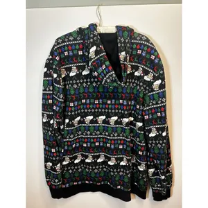 Old River Christmas Santa Fair Isle Sherpa Lined Zip Hoodie Jacket XXL Cozy Warm thumbnail 13