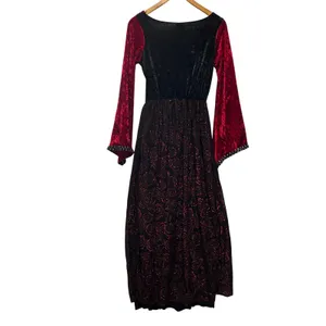 Gothic Medieval Renaissance Dress One Size Red Black Velvet Fantasy Costume Gown thumbnail 2