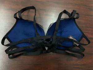 Victoria’s Secret Front Closure Push Up Bra Blue with Black Lace Size 36B thumbnail 3