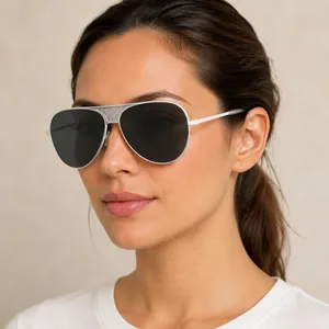 Quay Australia Iconic Aviator Sunglasses White Metal Mesh Bridge Black Lens NEW thumbnail 1